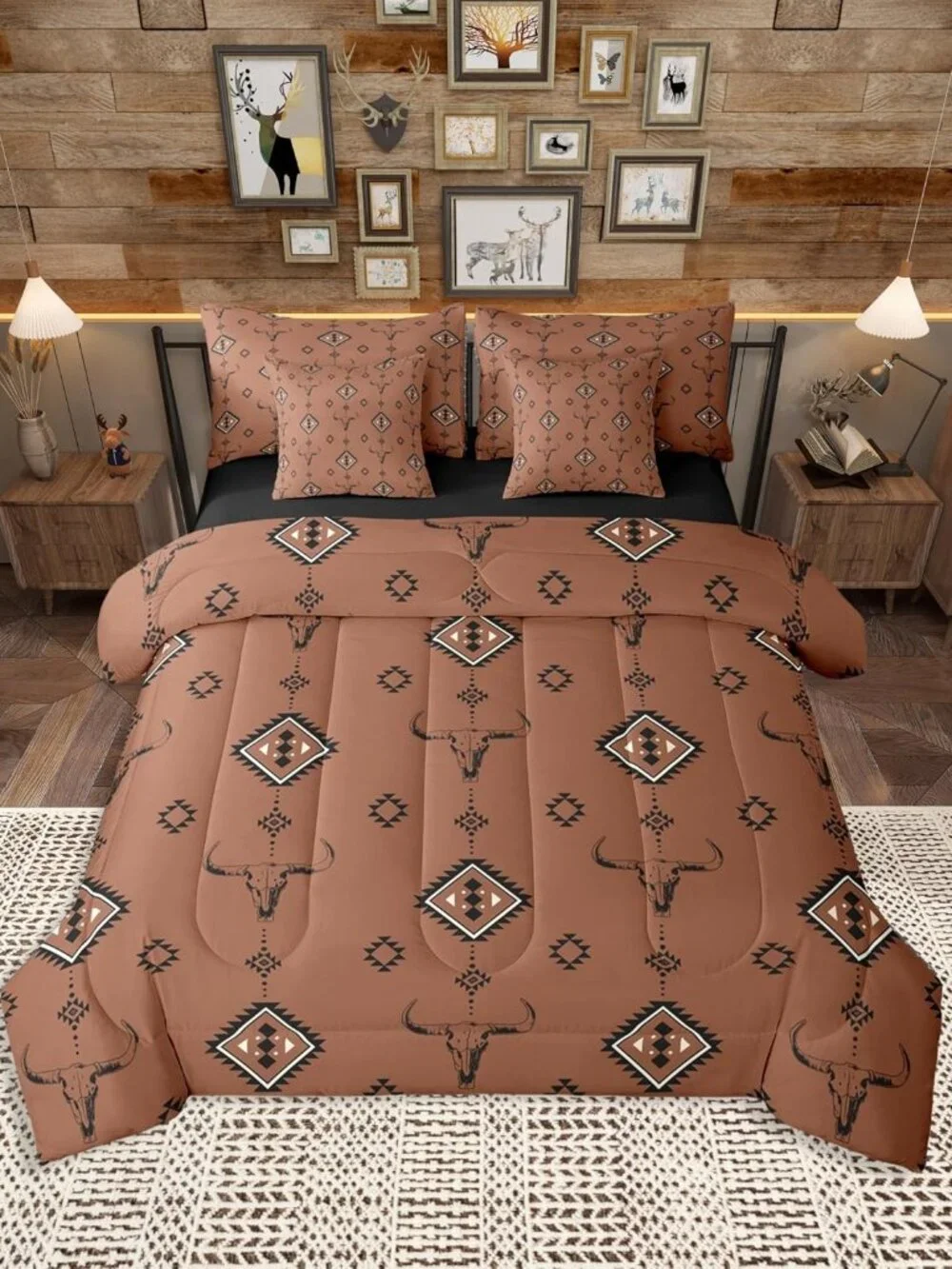 Southwestern Geometric 7 Pieces Comforter Sets Full,Cowboy Boho Aztec Bedding Se